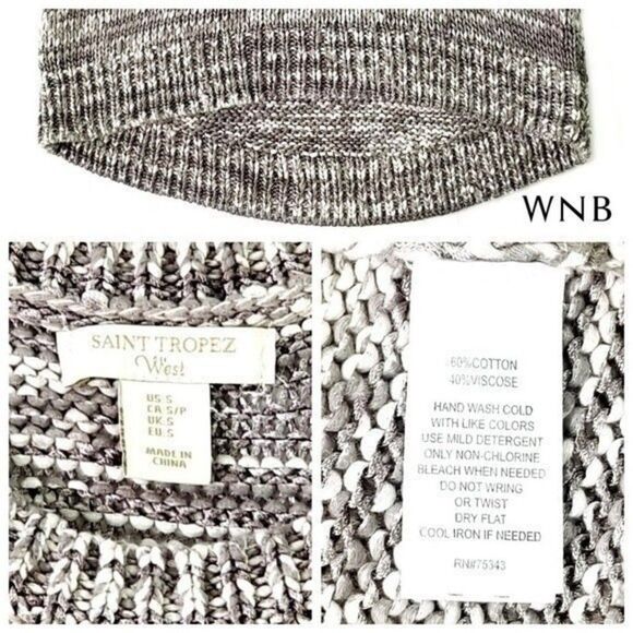 St. Tropez West Gray Sleeveless Boyfriend Sweater Small 6 0020 - Picture 3 of 4